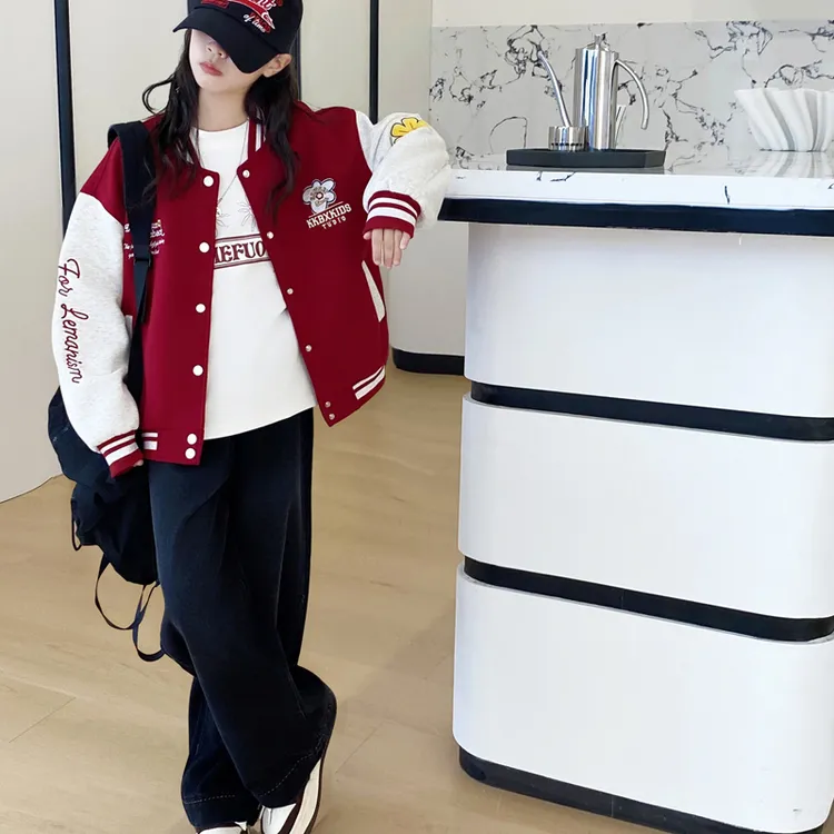 女童外套春秋百搭韩版儿童棒球服休闲宽松上衣秋季时尚潮流中大童