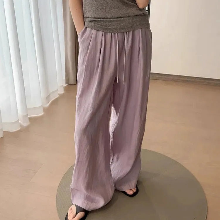 亚麻阔腿裤女夏季薄款2025新款高腰宽松显瘦慵懒风垂坠感棉麻裤子