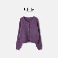 Glele私服「薰衣草开衫」针织开衫慵懒毛衣设计感小衫