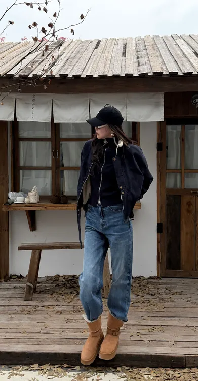 楚楚君 Laugh girl【实穿派克】秋冬加绒拉链绑带夹克外套WL551062J