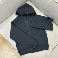 休闲简约通勤连帽纯色纽扣刺绣长袖卫衣外套MA5SYDZ1055