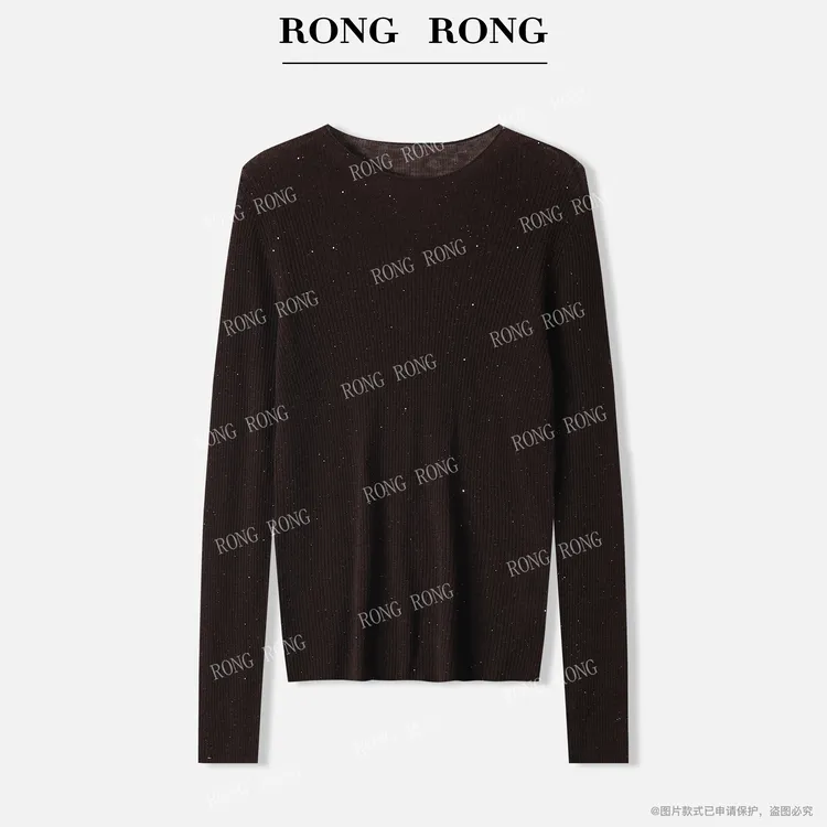 溶溶【星暖羊毛衫】RONGRONG 100水溶羊毛珠片恒温简约风羊毛衫3107