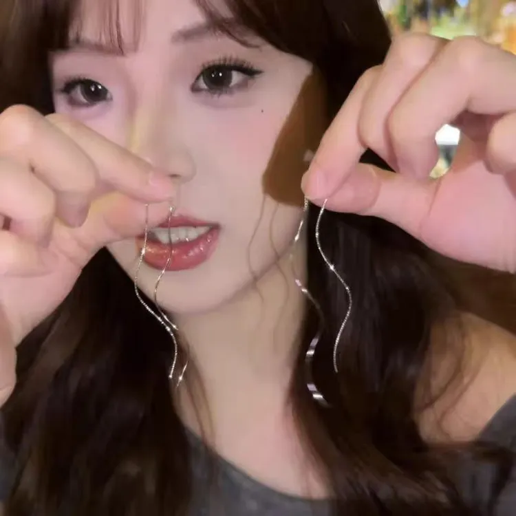 925银针波浪流苏耳线女爆款小众气质款耳坠百搭耳环时尚气质耳饰