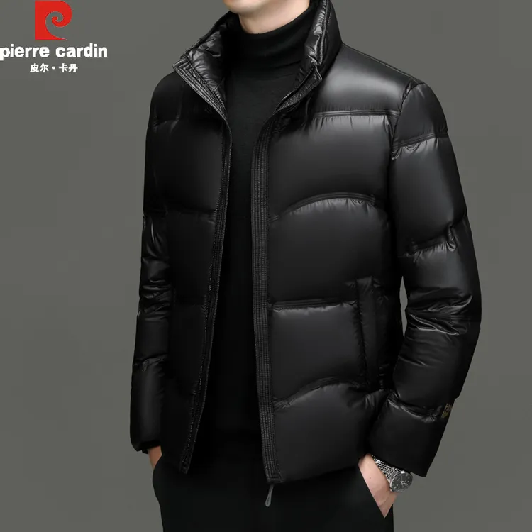 皮尔卡丹正品加厚黑金羽绒服男短款冬季加厚立领鸭绒面包保暖外套