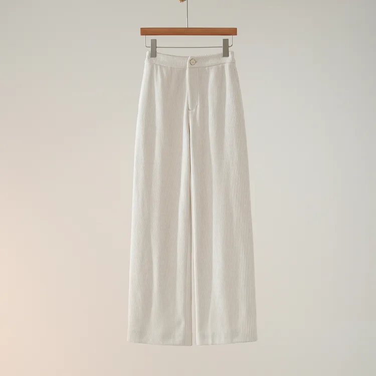 西子/【云朵裤】雪尼尔竖条绒毛高腰显瘦直筒长裤/KZTJ0671