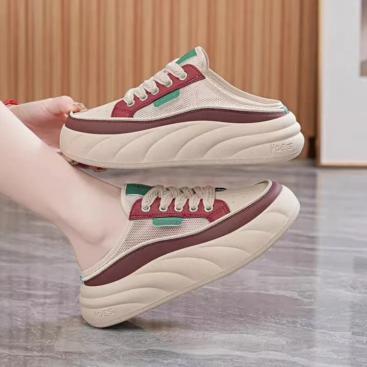 年新款夏季百搭半托小白鞋女鞋厚底外穿懒人潮凉拖包休闲鞋半拖