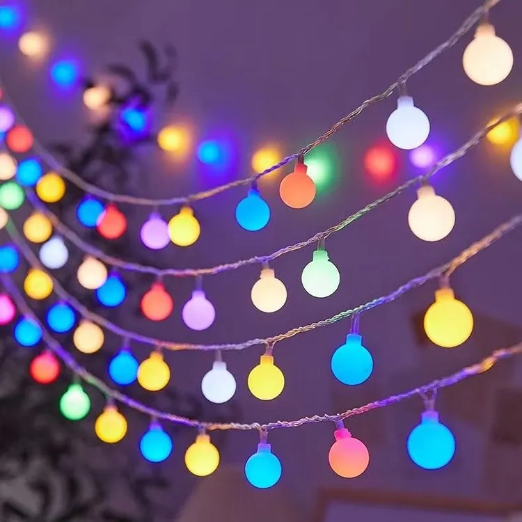 太阳能户外小圆球灯串用于露营地帐篷天幕庭院花园别墅布置可遥控