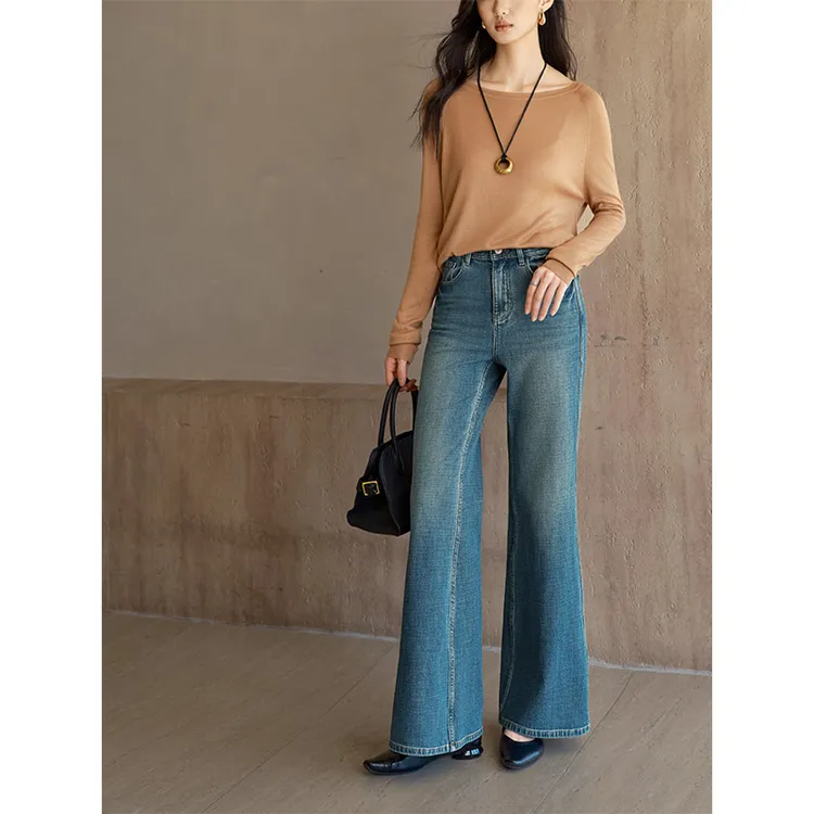 【超模裤】梨形直筒微喇牛仔修身通勤百搭牛仔喇叭裤小个子