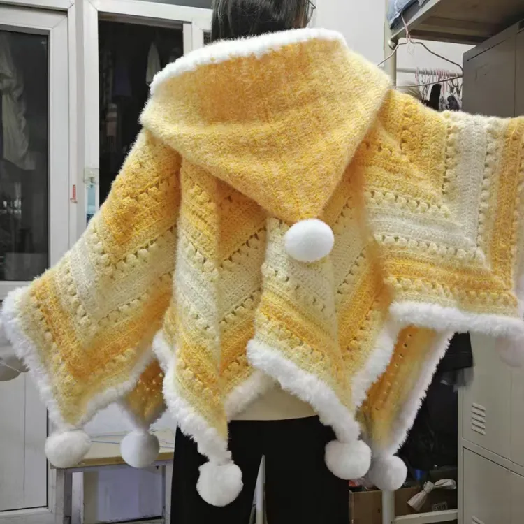 七星毯斗篷女友秋冬礼物【非成品】手工DIY披肩连帽款钩织材料包