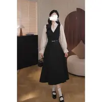 【清清】法式背心连衣裙女巨显瘦黑色长裙QJD00644