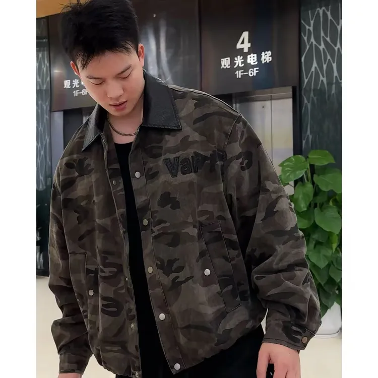 【818-819衣工男】冬季新款美潮高级感迷彩加绒夹克 A9008