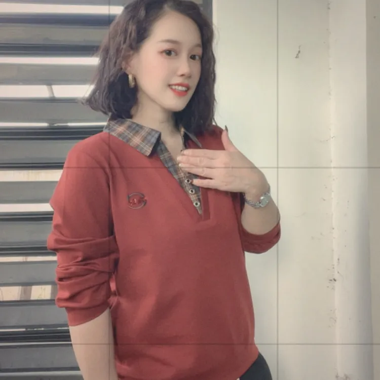 秋季新款时尚翻领假两件气质妈妈装休闲减龄显瘦长袖上衣