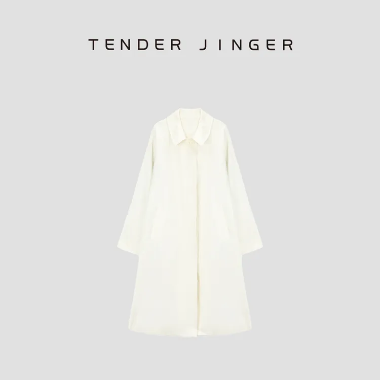 Tender Jinger【黑标】轻薄衬衫领长款风衣外套T53TG41096