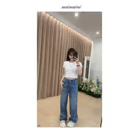 奈奈妮【印花裤】薄款牛仔裤女2025夏季新直筒款显瘦设计感99021