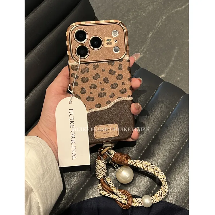 秋冬大视窗皮质豹纹适用17苹果16手机壳iphone15/14/12promax13软