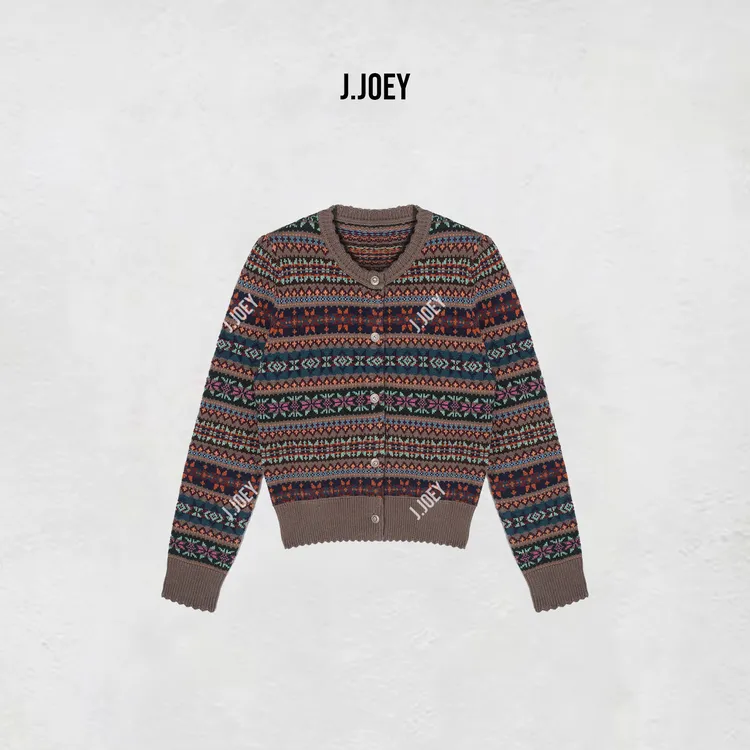 J.JOEY 百搭休闲圆领羊毛毛衣开衫 0766