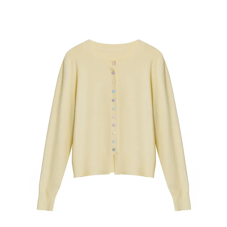 【告白】圆领彩色扣子显瘦百搭针织开衫A2866