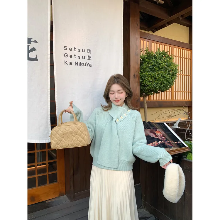 陳文文xenl【冬日序章】冬季温柔风可拆卸围巾软糯显瘦毛衣0067