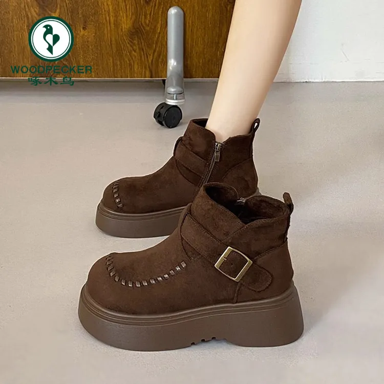 啄木鸟马丁靴女2025新款冬季厚底短靴英伦风中筒复古超火爆款靴子