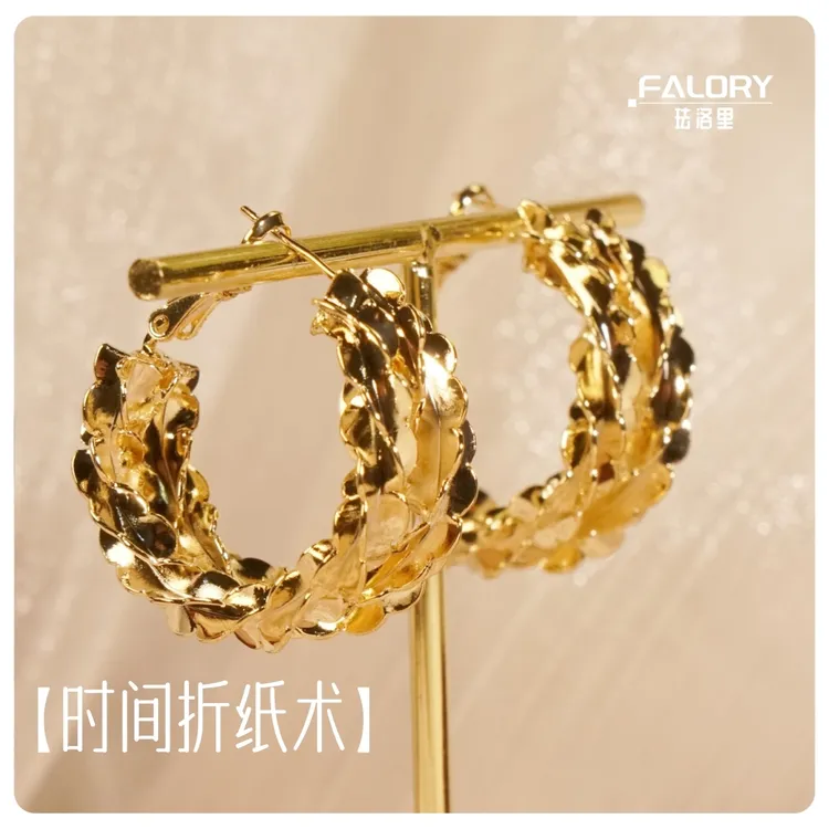 铜合金耳饰 【时间折纸术】立体折纸螺旋双圈圈个性冷淡风3.5耳饰