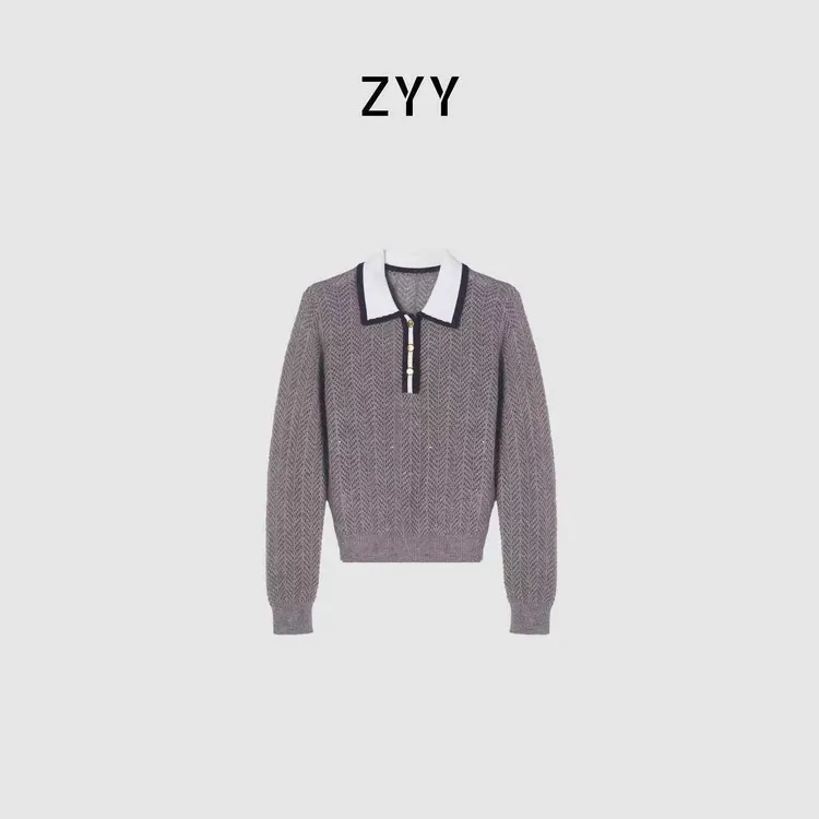 ZYY【岁月静好】2025S/S新品毛衣短款套头撞色毛针织衫X25DZZ04764