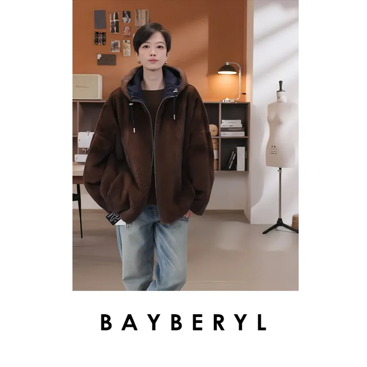 券-BAYBERYL老贝真我咖*水水轻奢连帽拉链宽松外套9PY5I1845-9/21