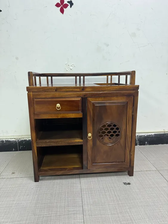 南美胡桃木新中式茶水柜什实木茶台边几边柜