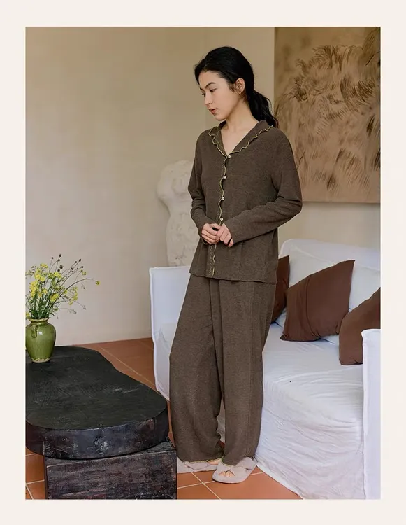 朵朵可可25秋冬新款德绒保暖长袖休闲长裤女士睡衣家居服套装