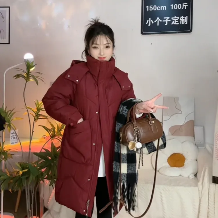韩版羽绒棉服棉衣外套长款2025新款时尚宽松加厚冬季中长款