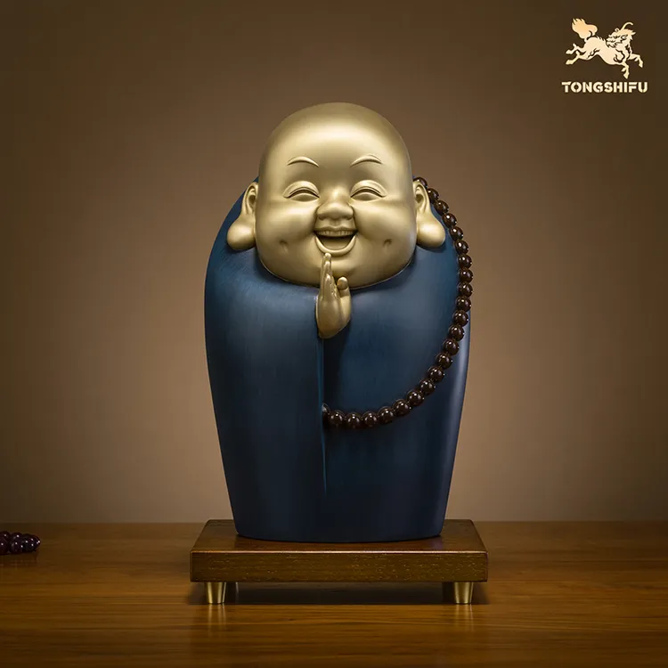 铜师傅 《我心常乐》客厅桌面佛像铜摆件 家居装饰工艺品