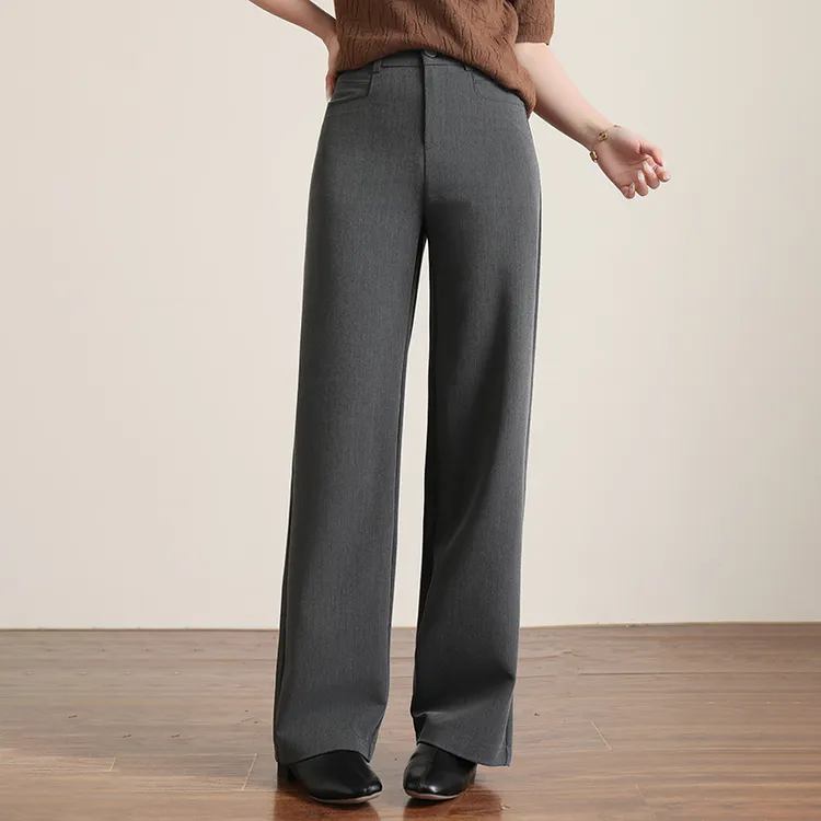 2025春季新款韩版气质简约纯色阔腿裤女高腰显瘦垂感百搭休闲长裤