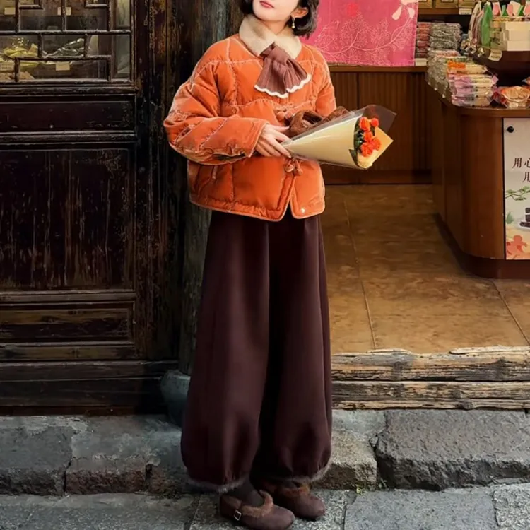 长袖上衣外套时尚休闲裤套装复古色调日常2025时尚套装