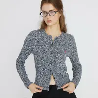 Heemmi/赫觅设计师品牌 25秋 纯棉黑白杂色针织麻花圆领开衫上衣