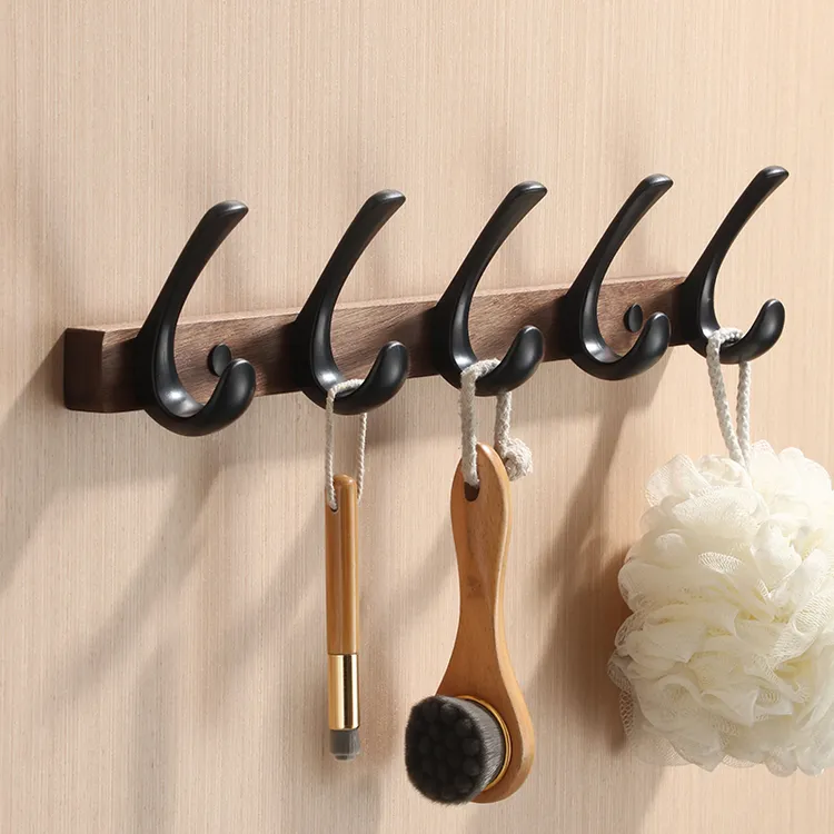 Morotel/摩洛特胡桃木挂钩免打孔粘胶门后衣帽挂衣服架承重收纳