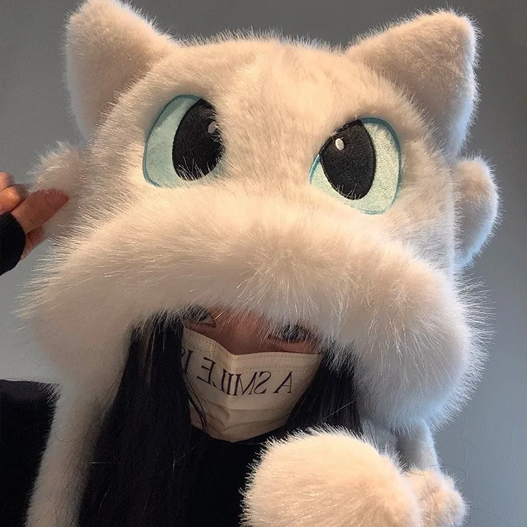 环影可爱无牙仔毛绒帽子女2025年冬季情侣款保暖显脸小雷锋帽HR