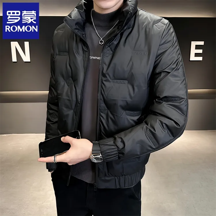 罗蒙冬季新款男士羽绒服短款轻薄立领保暖休闲百搭外套青年夹克潮