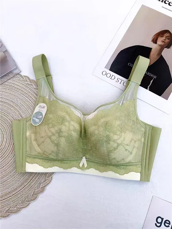 新款内衣纸片杯大胸显小防走光调整型宽肩带全罩杯文胸