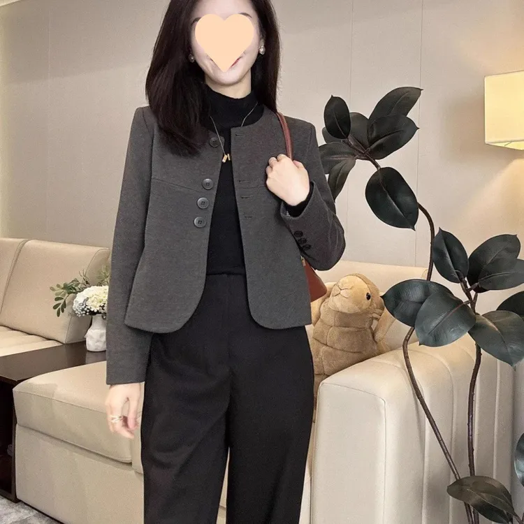 香风毛呢外套秋冬新款韩版时尚多巴胺小个子圆领短款上衣