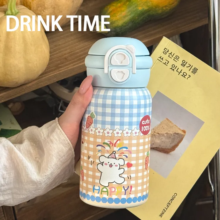 保温杯2025新款女生高颜值ins吸管杯学生专用大容量儿童便捷水杯
