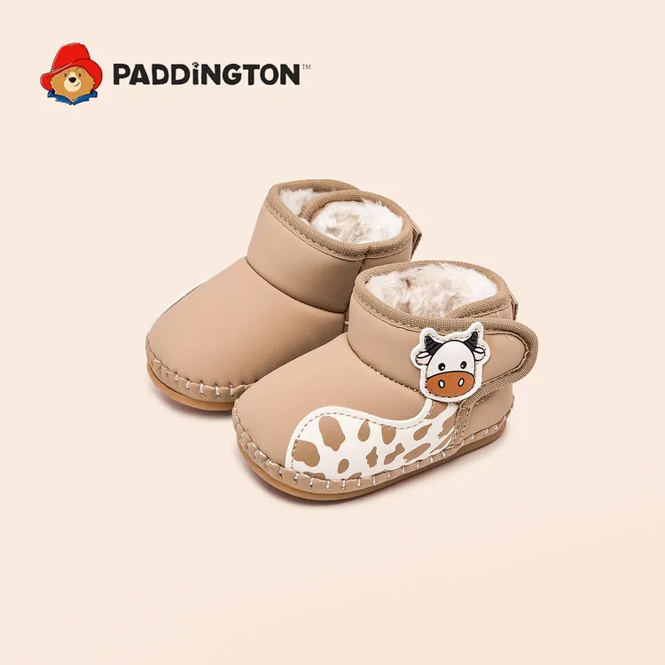 帕丁顿熊冬季婴儿0到1岁男女宝宝棉鞋加绒加厚保暖软底步前雪地靴