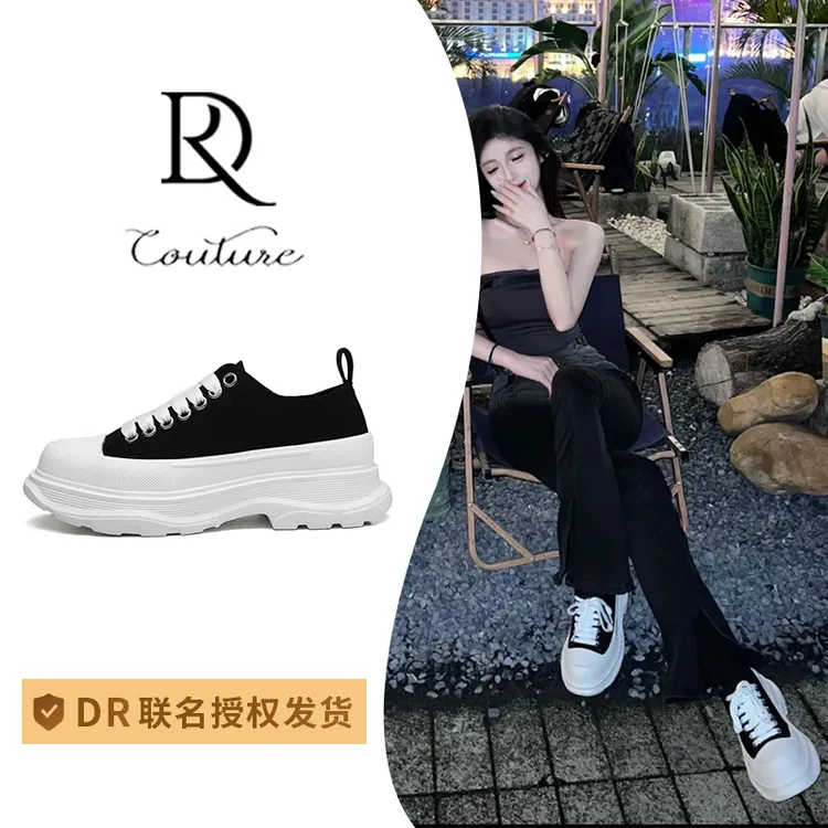【DR 官方正品】麦昆帆布鞋春季新款厚底板鞋增高小白鞋女