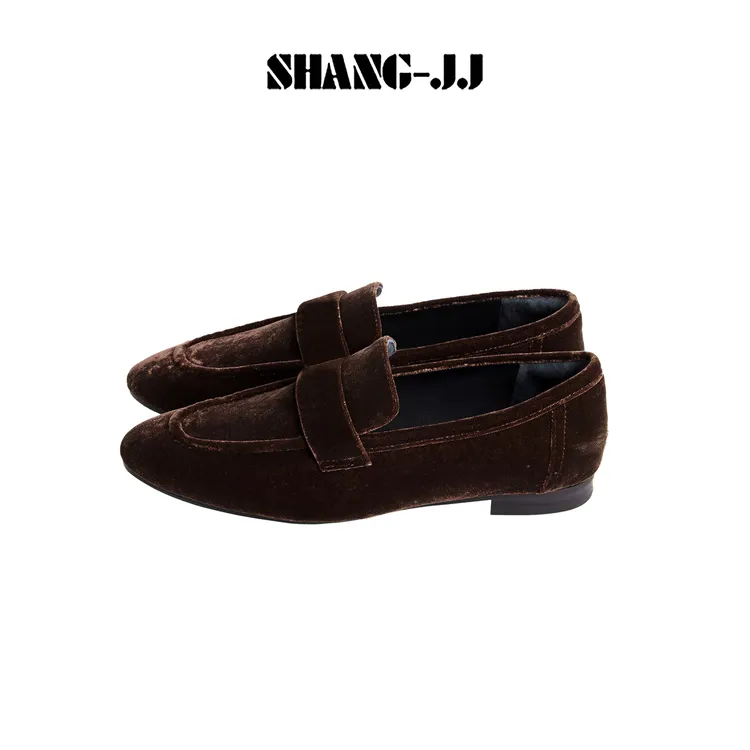 SJJ-SHANG【心动之旅】25ss新品平底丝绒牛皮时尚乐福鞋q133759p