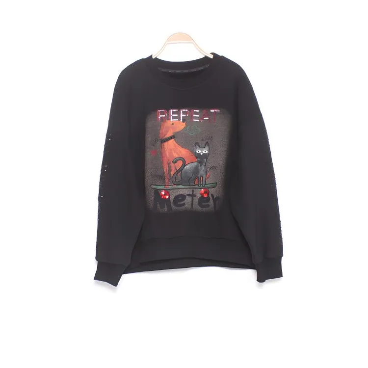 圆领卫衣加绒加厚时尚印花潮牌大码宽松休闲百搭减龄2025冬季新款