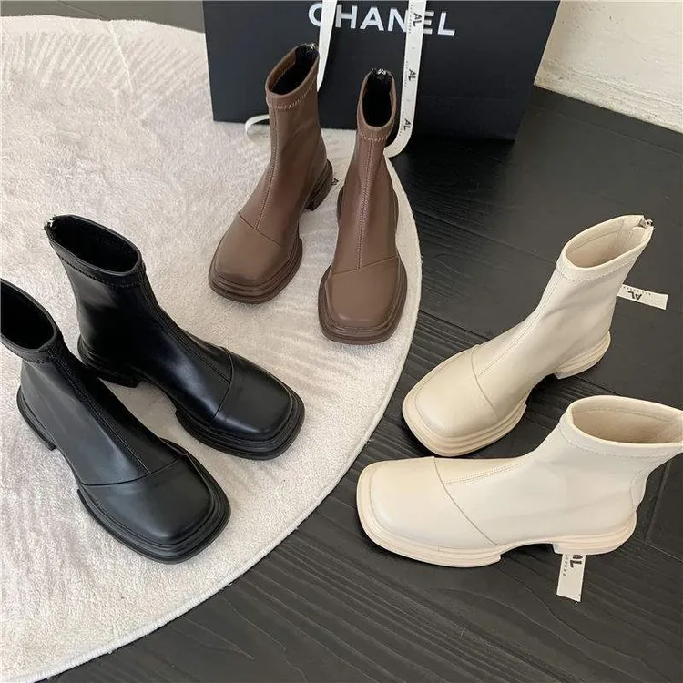 感弹力英伦风丁靴女2025秋冬切尔西靴小裸靴瘦瘦靴加绒短靴