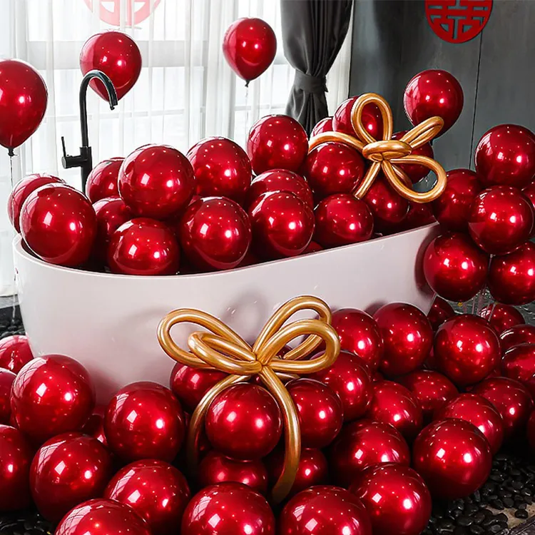 气球装饰结婚布置婚庆场景布置气球婚礼宝石红喜字气球创意浪漫否