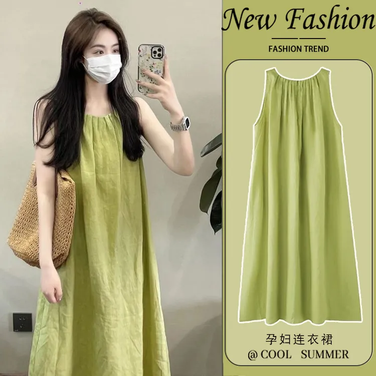 孕妇夏装连衣裙时尚新款薄款背心裙夏款潮流小个子夏季裙子女