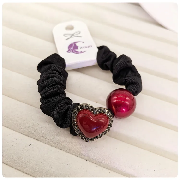 ZOUU新年韩式新款红色珍珠小肠发圈马尾头绳高级发绳