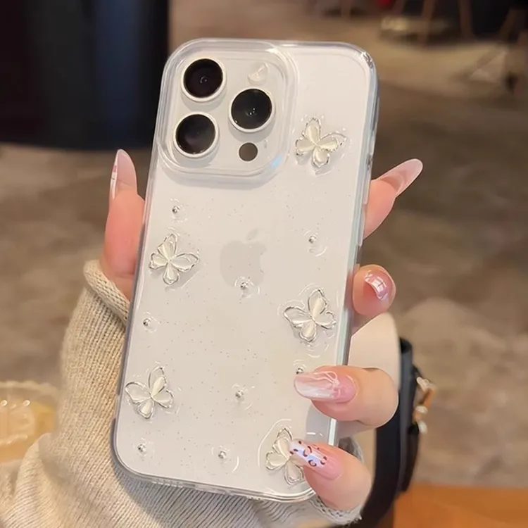 滴胶蝴蝶适用OPPOreno14手机壳防摔全包简约透明手机壳可爱小众