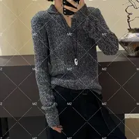【格子家】秋季气质显瘦长袖V领polo上衣B355