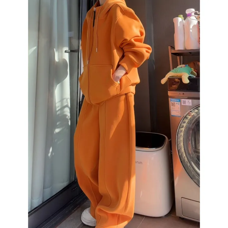 双面绒！男士休闲套装阔腿裤休闲卫衣宽松时尚秋冬高克重套装5528